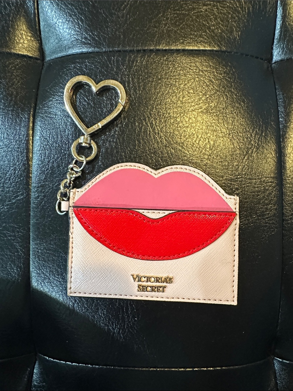 Victoria's Secret Pink, Red & Cream Lip Card Holder Keychain
